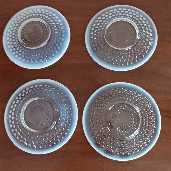 EUC Vintage Moonstone Opalescent Hobnail Saucers - Set of 4 - Picture 3 of 3